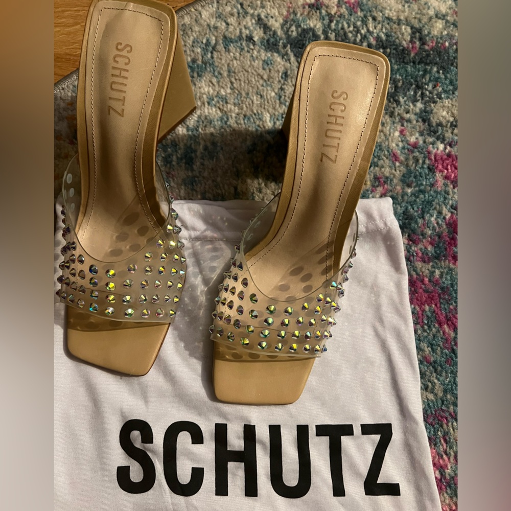SCHUTZ Beige Studded Heels